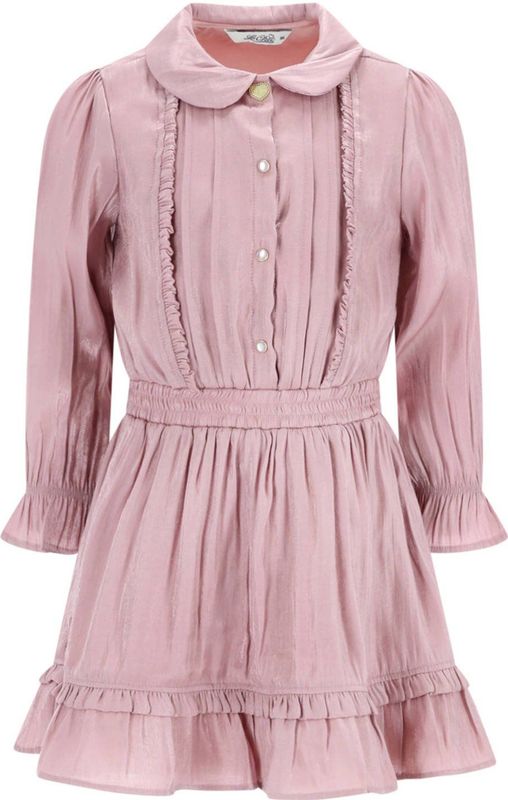 Le Chic - SWANTA - Midi Jurk - Roze - Lange Trompetmouwen - Peter Pan-kraag