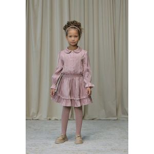 Le Chic - SWANTA - Midi Jurk - Roze - Lange Trompetmouwen - Peter Pan-kraag