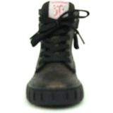 Jochie & Freaks - Delia - Veterboots - Zwart - Leer, Rits, Rubber Zool, Schachthoogte 9 cm