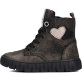 Jochie & Freaks - Delia - Veterboots - Zwart - Leer, Rits, Rubber Zool, Schachthoogte 9 cm