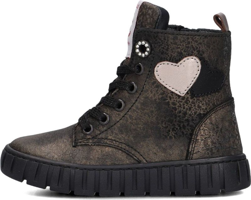 Jochie & Freaks - Delia - Veterboots - Zwart - Leer, Rits, Rubber Zool, Schachthoogte 9 cm