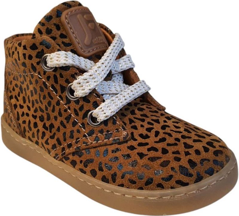 Jochie - Freaks 24101 - Halfhoge Schoen - Cognac - Leder - Luipaard Print