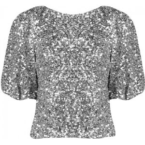Harper & Yve - Marsja-ls - Top - Zilver - Elegante Glanzende Kleur