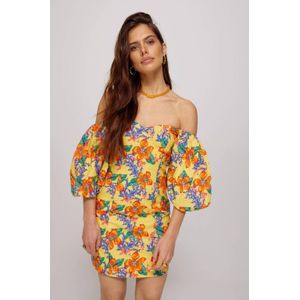 HARPER & YVE - Korte Jurk - Multi - Driekwart Pofmouwen - Off Shoulder Kraag