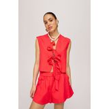 HARPER & YVE linnen wide leg high waist casual short rood