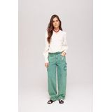 Harper & Yve - Blouse - Ecru/Wijnrood - Klassieke Blouse - Pofmouwen