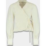 Harper & Yve - Blouse - Ecru/Wijnrood - Klassieke Blouse - Pofmouwen