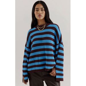 HARPER & YVE - ALICE - Gebreide Trui - Blauw - Streepprint