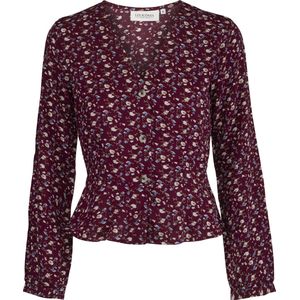 Les Icônes - Bella Blouse Dark Red - Blouse - Bloem - M