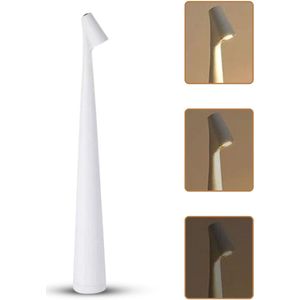 Homezie StandGlow | Staande Tafellamp | Wit | Uniek Design | Lange Batterijduur | Nachtlamp | Draadloze Lamp