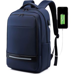 Jeusin rugzak met USB-oplaad poort - Rugtas - Met laptopvak voor laptops tot en met 15,6-inch formaat - Inclusief USB poort - Met laptopvak - Waterdichte rugzak - Voor dames en heren - Blauw