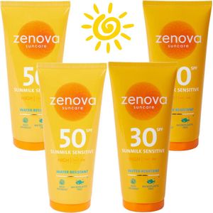 Zonnebrand Voordeelpakket 800ML - Zenova Zonnebrand voor de Gevoelige huid - Rif-vriendelijk - Vegan - Microplastic vrij - Waterbestendig - SPF 30 En SPF 50