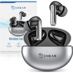 Chear Draadloze Oordopjes - Oordoppen Draadloos - In-Ear Sport Oortjes - Earpods - Bluetooth 5.3 - Noise Cancelling/Transparante Modus - Zwart/Grijs