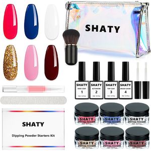 SHATY® Dipping Powder Starters Kit – Complete Set – 6 kleuren – Acryl Nagels Starterpakket - Handleiding (NL)