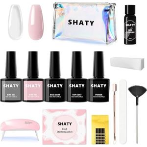 SHATY® BIAB Starter Pakket – Complete BIAB Set met Builder Gel, Builder in a Bottle Gelnagellak, UV/LED Nagellamp, Nail Cleanser & Instructievideo (NL)