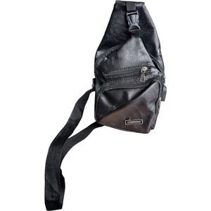 Sasemy - Borsttas Voor Heren - Sling Bag - 3 rits/vakken - Dames - Heren - Zwart leren #4 - 30 x 16 x 6 - Slingbag - Sbag - Schoudertas - Rugzak - Crossbody bag - Vaderdag Cadeau - Verjaardag Cadeau - Sinterklaas Cadeau - Kerst Cadeau