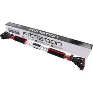 Fitnation Pull up Bar - Pull up Bar Station - Optrekstang - Met handleiding - Verstelbaar 72 cm tot 110 cm - Zilver/Rood