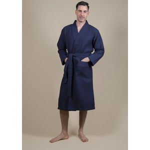 CozyLion Sauna badjas wafelstof dames & heren donker blauw |