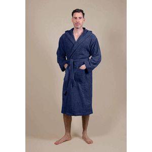 Cozylion - Badjas - Donker Blauw - Badstof - Capuchon