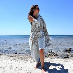Trimita Zonnebloem - Hamamdoek Strandlaken Sauna Handdoek - Dubbelzijdig Gebruik Strandlaken - 95x185 cm -Blue