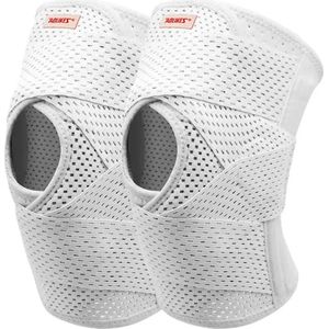 Kniebrace L/XL - Dames en Heren - Elastisch verstelbaar - Versteviging - Kniebandage - 2 Stuks - Wit