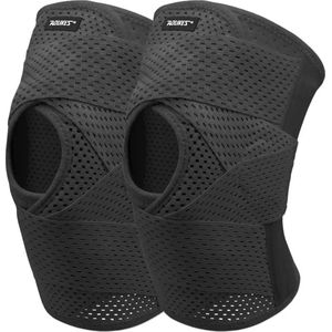 Kniebrace M - Dames en Heren - Elastisch verstelbaar - Versteviging - Kniebandage - 2 Stuks - Zwart