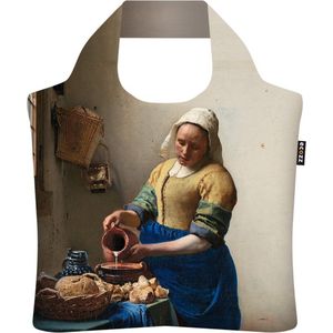 Ecozz - Johannes Vermeer - Het Melkmeisje - The Milkmaid - 100% gerecycled (rPet) – Öko-Tex - Voorzien van rits - Afsluitbaar - Opvouwbare boodschappentas - Waterresistant – Shopper - Ecovriendelijk - Duurzaam