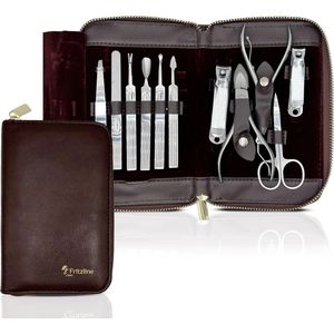 Fritzline 11 delige Manicure en Pedicure Set - Hoogwaardige Leren Etui - Manicureset