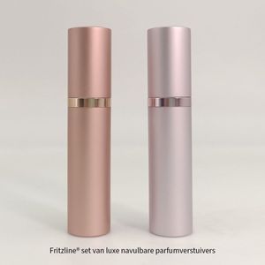 Fritzline® Set van 2 Luxe Navulbare Parfumflesjes - parfum flesje navulbaar - verstuiver flesjes leeg - reisflesje - mini parfumverstuiver - zilver goud