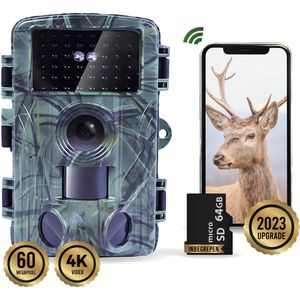 Capsy Wildcamera 4K 60MP met Nachtzicht en Wifi - Live view via app - Incl. 64 GB SD-kaart