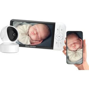 iNeedy Apy Babyfoon met app en camera - Babyfoon - Baby Monitor - Baby Camera - 5 inch - Full Option