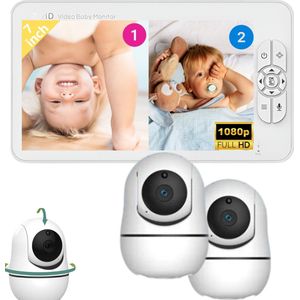 iNeedy 2024 - Babyfoon - Babyfoon met 2 Camera's - 7 Inch - Babyfoon met camera - Op afstand bestuurbaar - Full LCD HD - Video & Audio