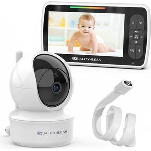 Quality4Less™ - Babyfoon met Camera - Inclusief houder - Op afstand bestuurbaar - Audio & Video - Draadloze Babyfoon - Temperatuurweergave