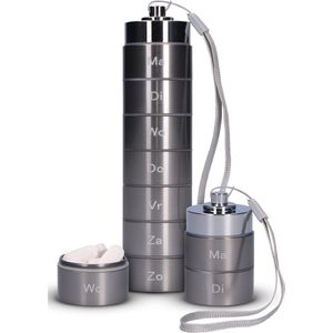 Gandria - Pillendoos 7 Dagen - Medicijndoos - Grijs - Uitneembaar Pillendoosje met 7 Compartimenten