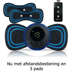 LifeLoom Spierstimulator Met Afstandsbediening - Vlindermassage - incl. 3 massage pads - USB Oplaadbaar - Nek Massage - Draagbare Mini EMS Massage voor Nek Rug Taille Armen Benen Pijn - Gemakkelijk Gebruik Thuis