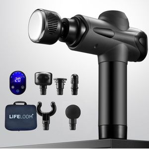 LifeLoom® Sport en Relax Massage Apparaat - Massage Gun- Krachtige Massage Gun KW16 - Professioneel 12mm Slag - Koude en Warmte Massage - 6 massagekoppen