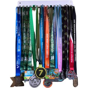 Thuiser Medaillehanger - Wit - 35 cm/17 haken - Medaille Rek - Ophangen - Hardlopen - Running - Voetbal