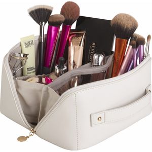 Zoem - Make-up tas - Lichtgrijs - Cosmetica - Cadeau - Luxe Make up tasje - Toilettas - dames - Beautycase - Lichtgrijs - Opbergen - Reizen - Verjaardag - Moederdag