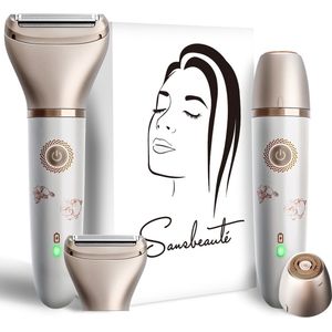 SANSBEAUTÉ 2 in 1 Ladyshaver - Bruin - Waterproof - Inclusief 2 Extra Scheerkoppen