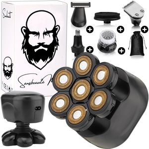 6-in-1 Scheerapparaat Mannen – Trimmer - Sansbeauté® SkullSharp Classic - Electric Face & Head Shaver - Hoofd Kaal Scheren – Elektrisch - Nat & Droog