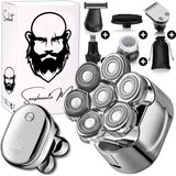 6-in-1 Scheerapparaat Mannen – Trimmer - Sansbeauté® Skull Sharp V1 | 7 Head - Nat & Droog - Electric Face Head & Hair Shaver – Hoofd Kaal Scheren - Opzetstukken - Elektrisch