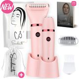2-in-1 Ladyshave Gezicht - Oksels - Benen - Bikinilijn - Scheerapparaat Vrouw - Ontharingsapparaat Electrisch Ontharen - Gezichtsontharing Dames - Trimmer Vrouw - Ladyshaves Bikini - USB Oplaadbaar