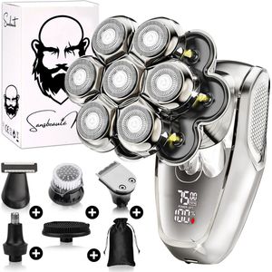 6-in-1 Scheerapparaat Mannen – Trimmer - Tondeuse - Sansbeauté® SkullSharp MAX - Electric Face & Head Shaver - Shave - Hoofd Kaal Scheren – Nat &