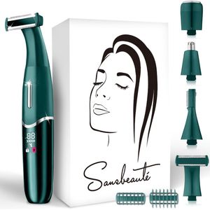 Sansbeauté - 4-in-1 Bikinitrimmer - Classic Green - Ontharingsapparaat - Gezicht - Oksels - Benen - Bikinilijn - Wenkbrauw Trimmer