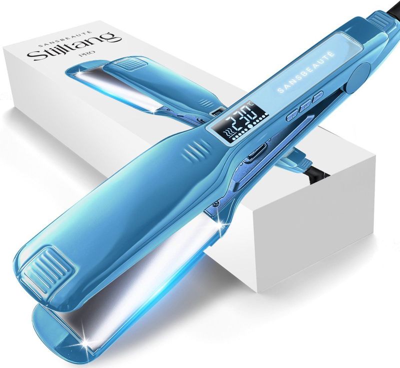 Sansbeauté - 2-in-1 Stijltang - Blauw - Titanium Platen