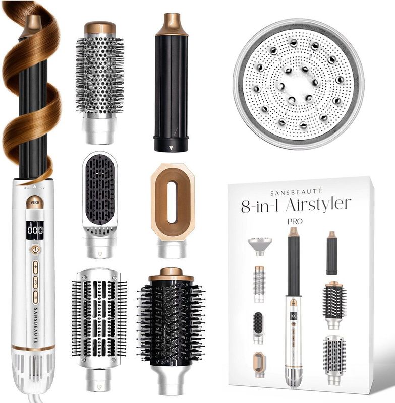 Sansbeauté - 8-in-1 Multistyler - Wit - 8 Opzetstukken - Ionentechnologie