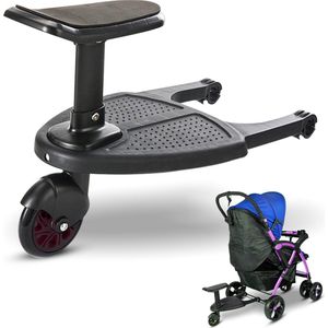 HeppieBabie Meerijdplankje - Met Zitje en Bekerhouder - Voor Kinderwagen of Buggy