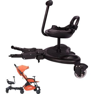 HeppieBabie Meerijdplankje Deluxe - Buggy Board - Met Zitje - Voor Kinderwagen/Buggy