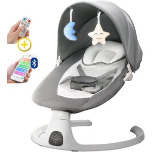 HeppieBabie Elektrische Wipstoel - Bluetooth en Swing Opties - 5 Punts Gordel - Babyschommel- Schommelstoel - Baby Swing - Met Ebook