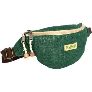 HEMPKOO Heuptas - Duurzame Hennep Fanny Pack – Festival Moneybelt - Heuptasje Dames en Heren - Handgemaakt in Nepal – Groen